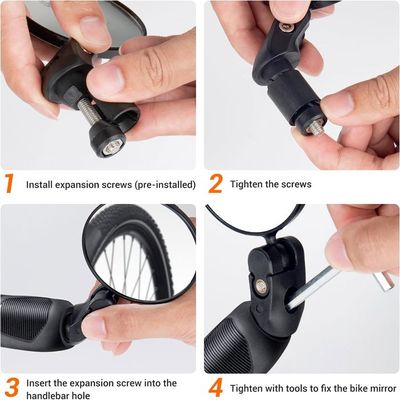 Retro Trotinette Electrique Rétroviseur Vélo Gauche Réglable 360° - Pour Guidons 20-24 Mm - HD Incassable - VTT, Trottinette, Vélo Route Rétroviseur Trottinette électrique