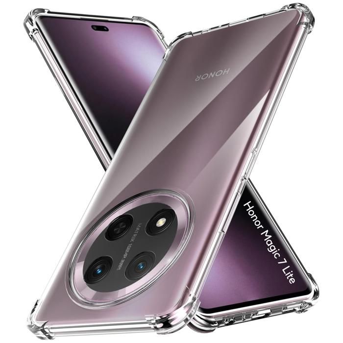 Coque Honor Magic 7 Lite 5G / X9c - Cadre Silicone TPU + Dos Verre Trempé, Protection Antichoc, Couleur Dégradée