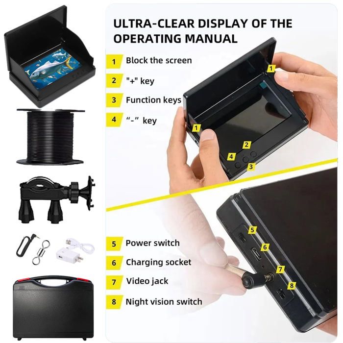 VGEBY Détecteur De Poissons Sous-marin à Vision Nocturne Caméra De