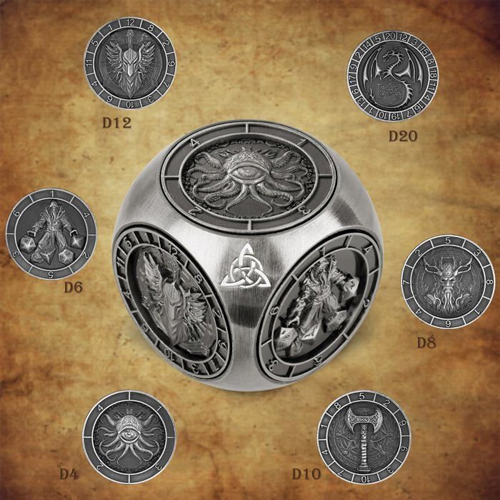 Jeu de dés rotatifs DND en métal 7 en 1 avec étui cadeau pour cadeaux DND, dés polyédriques en relief 3D, dés de jeu de rôle fantaisie D&D (noir bleu Jeu de dés rotatifs DND en métal 7 en 1 avec étui cadeau pour cadeaux DND, dés polyédriques en relief 3D, dés de jeu de rôle fantaisie D&D (noir bleu