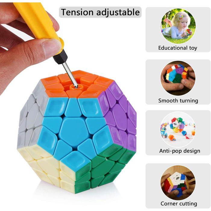 ROXENDA Speed Cube Set, Cube de Vitesse Pyramide Dodécaèdre Windmil