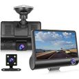 Caméra Embarquée Voiture Grand Angle 170°,Dashcam Voiture GPS Full HD 1080P,Trois lentilles,Écran 4 Pouces -Dash Cam avec Module GPS-0