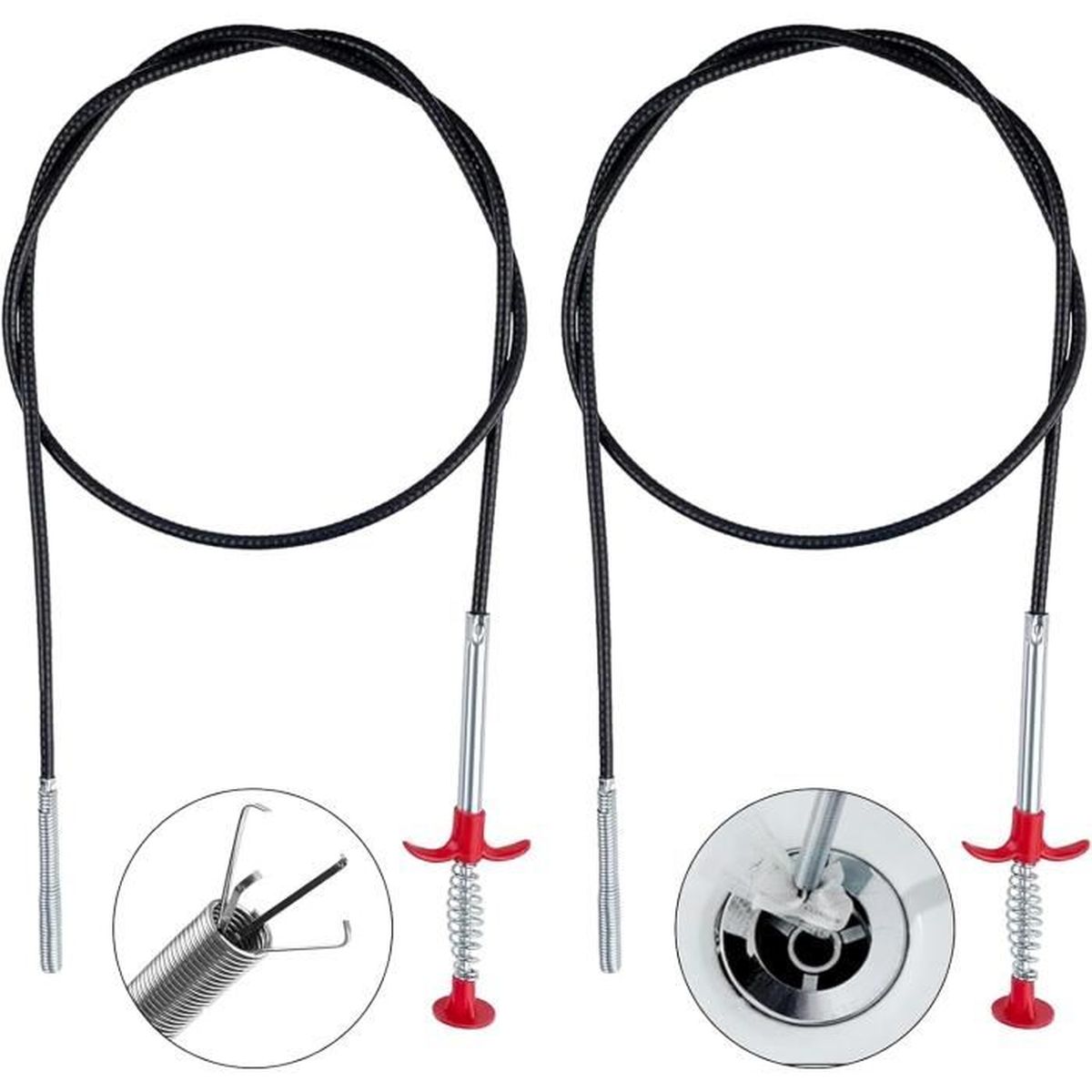 Kit 3 Pièces Déboucheur Canalisation 200cm - Brosse Furet Spirale Pour Évier, Cuisine, Salle De Bain - Réutilisable