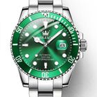 SHARPHY Montre homme mécanique automatique date lumineux bracelet en acier étanche cadran rotatif vert atmosphère