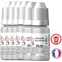 Pack Booster Nicotine 6 mg 10 ml 50/50 - 50% PG / 50% VG DIY Lot de 6 Bouteilles E-Liquides