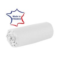 Drap housse - Made in France - 160 x 200 cm - 100% coton - 57 fils - Blanc