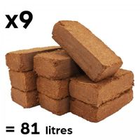 Moutta | 9 Blocs Coco 650gr | 81 litres | Naturel 100% Fibre Pure | Substrat de Noix de Coco pour Terrarium