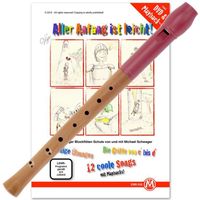 Classic Cantabile Pivella Set Flûte à bec Soprano rouge, doigté allemand avec SET école de flûte