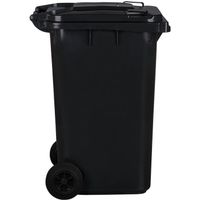 Poubelle 240L Noir à roulettes avec roues en caoutchouc pleines pour les déchets et le recyclage Tri Selectif garage Haut XXL