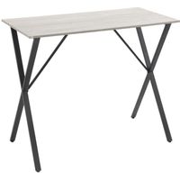Table de bar - table haute de cuisine - dim. 120L x 60l x 102H cm - châssis piètement acier noir plateau aspect bois blanc