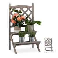 Relaxdays Etagère à fleurs Treillis bois escalier plantes échelle étagère plantes Grille HxlxP: 109x61x40 cm, gris - 4052025931131
