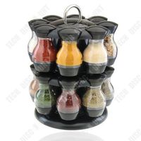 TD® Ensemble de bouteilles en verre de support d'assaisonnement rotatif, boîte de pot d'assaisonnement, fournitures de cuisine de