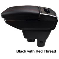 Accoudoir De Console Centrale En Cuir Noir avec couvercle glissé Spécifique pour Honda Fit Jazz 2009-2013(avec coutures rouges)