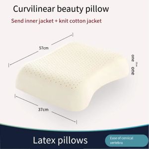 OREILLER Beauté oreiller -Oreiller en latex thaïlandais pour vertèbre cervicale valide à domicile, noyau'oreiller en c