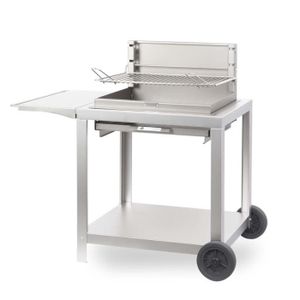 BARBECUE Barbecue MONTORY 61x40 inox + chariot - LE MARQUIE