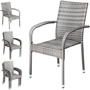 FAUTEUIL JARDIN  CASARIA® Ensemble de 4 chaises de jardin grises en
