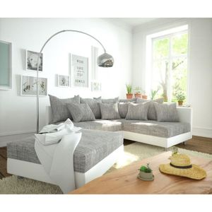canape angle gris blanc cdiscount