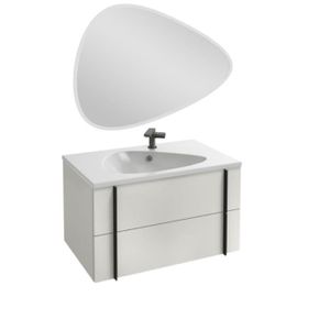 MEUBLE VASQUE - PLAN Meuble lavabo simple vasque 80 cm JACOB DELAFON Nouvelle Vague blanc brillant - 2 tiroirs