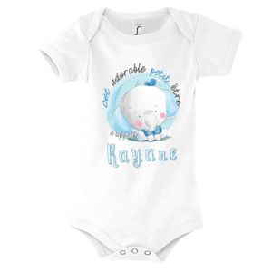 BODY Rayane | Body avec Manche pour bébé garçon - Collection prénom Cute Mignon pour Nouveau né