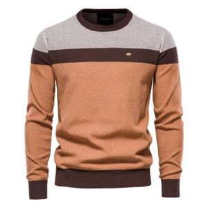 PULL Pull Homme,Manches longues Pulls Homme Col Arrondi,Classiques en Maille Pull-Over Tricot l'automne Hiver - Orange Printemps DICK