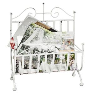 Porte-revues Blanc En Fer Forgé – Style Art Nouveau Nostalgie – Neuf