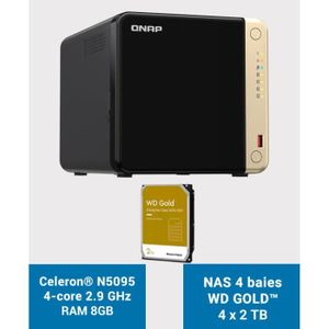 SERVEUR STOCKAGE - NAS  QNAP TS-464 8GB Serveur NAS 4 baies WD GOLD 8To (4