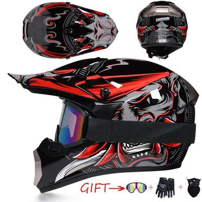 Casque de Moto Intégral, Casque de Motocross Professionnel Enfants et Adultes - Casques de Descente Set avec Lunettes Gants Ma noi