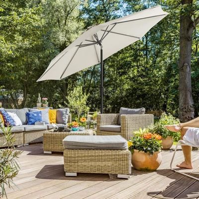 Parasol SONGMICS 3x2m | Bois De Hêtre | Inclinable | Anti-UV | Pour Terrasse/Jardin
