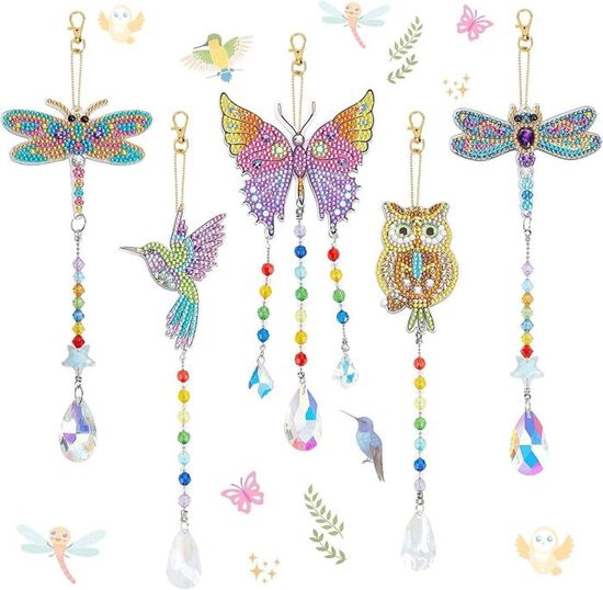 BINYI Diamond Painting Enfant Diy Diamant Painting pour Fille Garçon 5D Diamant Peinture Kit 36 Pcs Peinture Diamant Enfant Animaux Autocollant Avec Strass pour Enfants et Débutants Adultes (Style 2