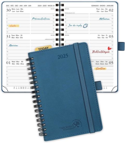 Agenda De Poche 2025 NEMAU - Semainier 9x18 Cm | Couverture Gomme Expansée Tropical