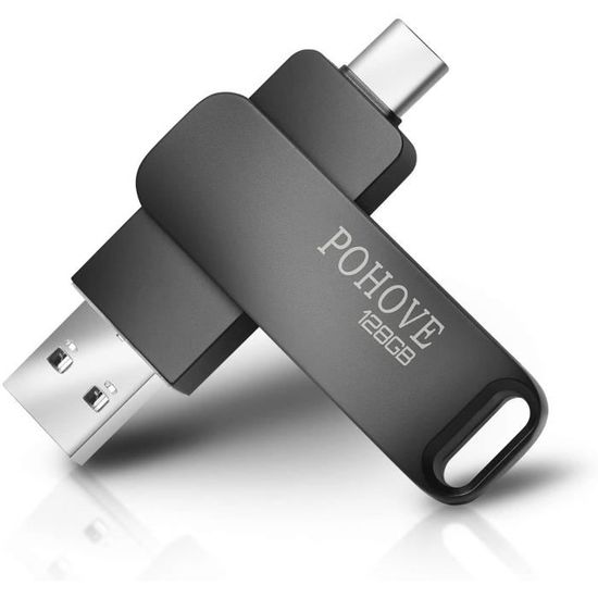 Clé USB 128Go 2-en-1 USB-C Et USB-A - Pour Android, TV, PC - Portable Bleu
