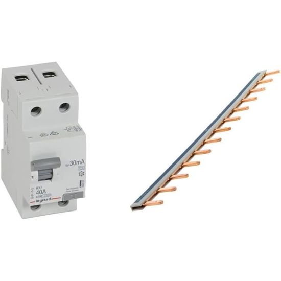 Zenitech RX3 FI Type 40 A 30 mA A & Zenitech-Peigne 13 modules noir-blanc ...