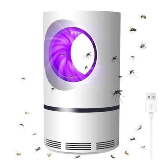 Lampe Anti-Moustiques Solaire Et USB - 4200V - UV + Éclairage 3 Modes - Batterie 4000 MAh - Pour Intérieur/Extérieur - Noir