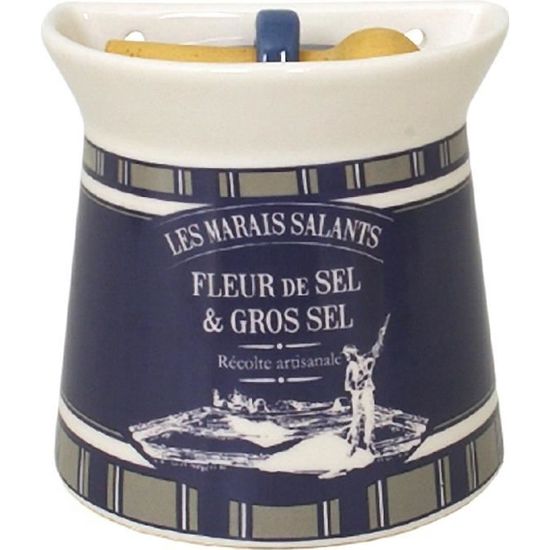 Pot à Sel De Cuisine En Bois Et Céramique - Style Méditerranéen, Hauteur 16,5 Cm - Occasion