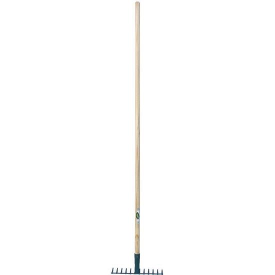 Râteau Forgé Cap Vert - 16 Dents Courbées - Manche 1,50 M - Pour Jardinage Et Nettoyage Extérieur
