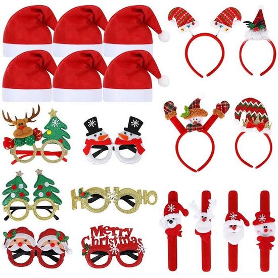 GXGM 18 Pièces Lunettes de Noël Serre-Tête de Noël Set Bandeaux de Noël Lunettes Noel Paillettes Bandeaux de Noël Lunettes Noel Cadre pour Fête de Noël