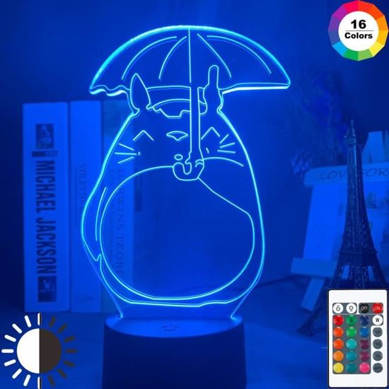 couleur 7 couleurs pas à distance Lampe LED 3D en forme de parapluie, Anime Mon Voisin Totoro, Pour Chambre à