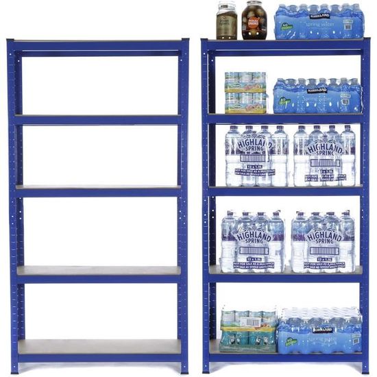 Étagère Métallique 5 Niveaux 180x90x40 Cm - Capacité 175 Kg Par Niveau, Charge Lourde, Pour Garage, Cave, Atelier