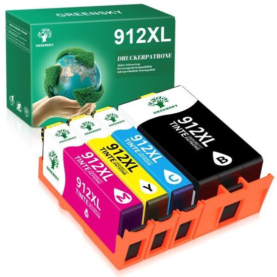 912XL 912-XL Cartouche Remplacement Pour HP 912XL HP 912 XL Cartouche D' Encre Compatible Avec HP OfficeJet 8012 8014 8015 8017 OfficeJet Pro 8022 8023 8024 8025(1 Noir, 1 Cyan, 1 Mégenta, 1 Jaune