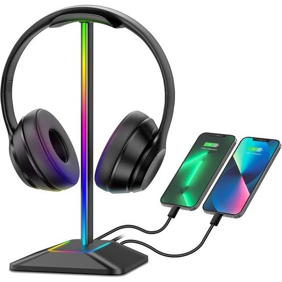 Support Casque Universel Lot De 2 - Fixation Murale Ou Bureau Avec Adhésif Puissant - Noir