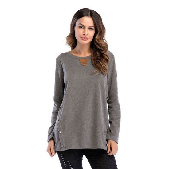 Vêtement été Tendance T-shirt Femme Col V Manches Mi-longues - Coton Décontracté - Coupe Courte Tendance Haut Col V Ete