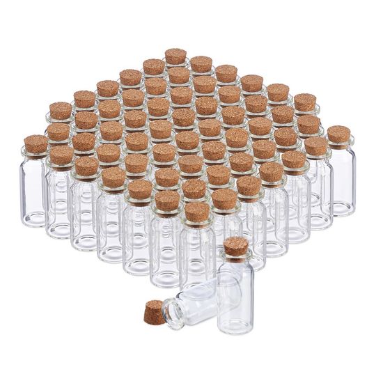 Pots à épices En Verre Avec Bouchon Liège - Lot De 10 - 60 Ml - Pour Laboratoire, Cuisine, Cadeaux D'invités, Bonbons