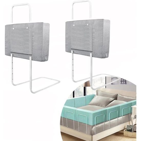 Barrière De Lit Enfant LILIIN 180 Cm – Levage Vertical Anti-Chute – Gris – Sans Perçage Fixe