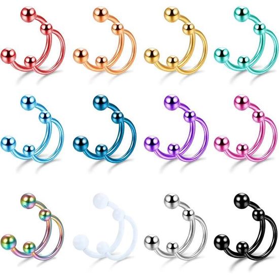Lot De 32 Anneaux De Piercing Fer à Cheval 18G - Acier Chirurgical - Pour Septum, Nez, Oreilles - Multi Tailles & Couleurs Pour Nez Oreille Lèvre Cartilage