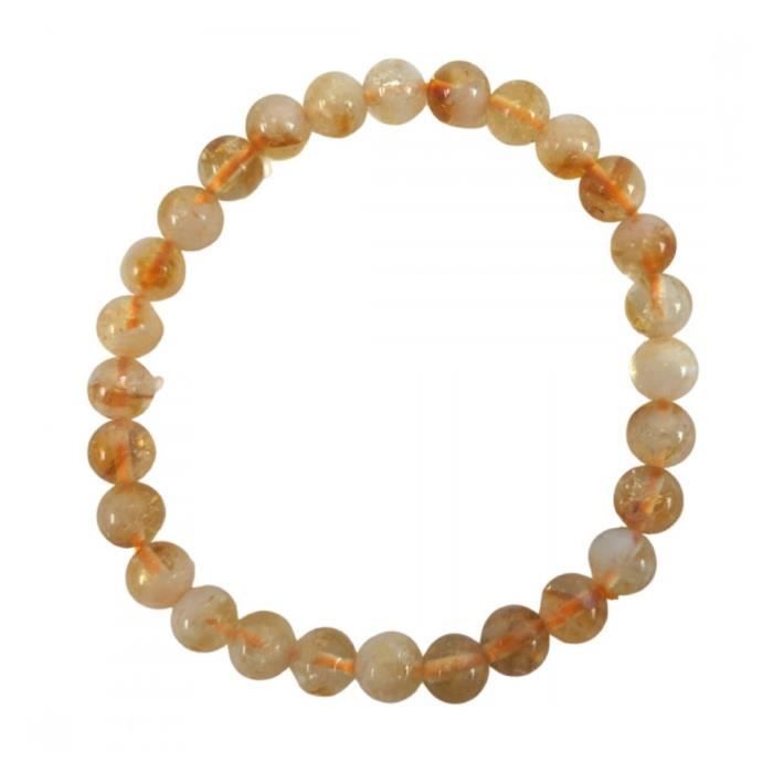 Bracelet - Citrine - 6mm - Jaune orangé - 19cm - 27 pierres naturelles