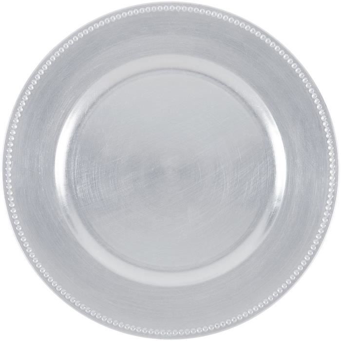 ABS T1904301-AX lot de 6 dessous d'assiettes en pp effet perle d33cm - Argent