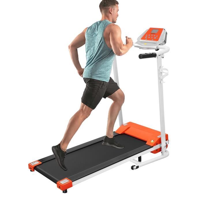 Tapis de course electrique - 12 programmes - 1-10 km-h - pliable - Blanc