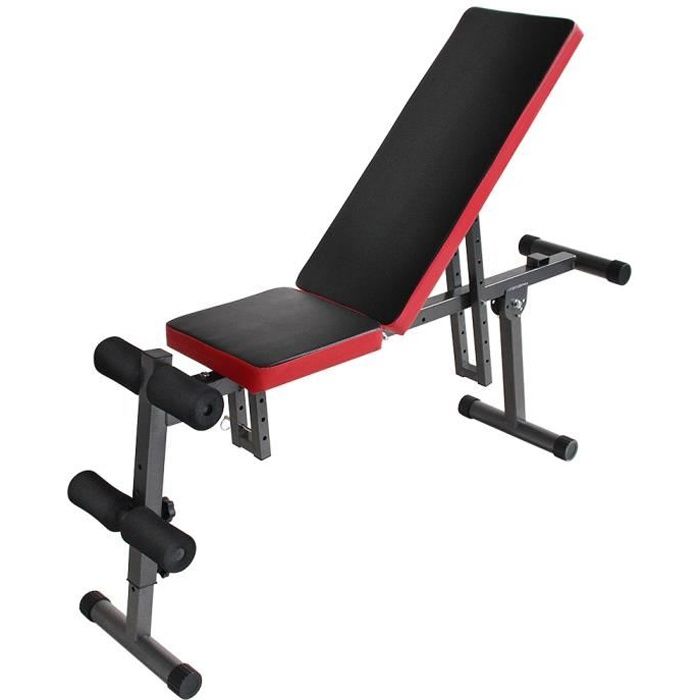 PROFESSIONNEL BANC DE MUSCULATION FITNESS PLIABLE REGLABLE EN DOSSIER ET SIEGE,SIT-UP,EXERCISES D'HALTERE,TRACTION,FLEXTIONET EXTEN