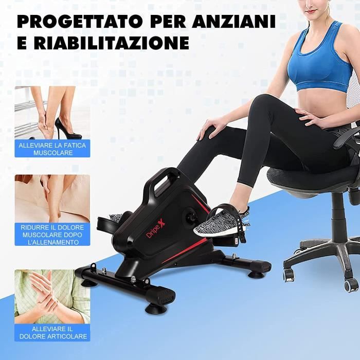 Mini vélo d'exercice magnétique, exercice à pédale elliptique à résistance réglable sous le bureau avec moniteur LCD