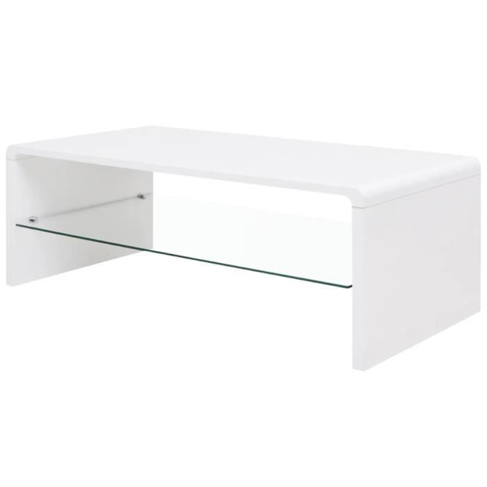 LIZ® Table basse brillante Blanc Construction robuste
